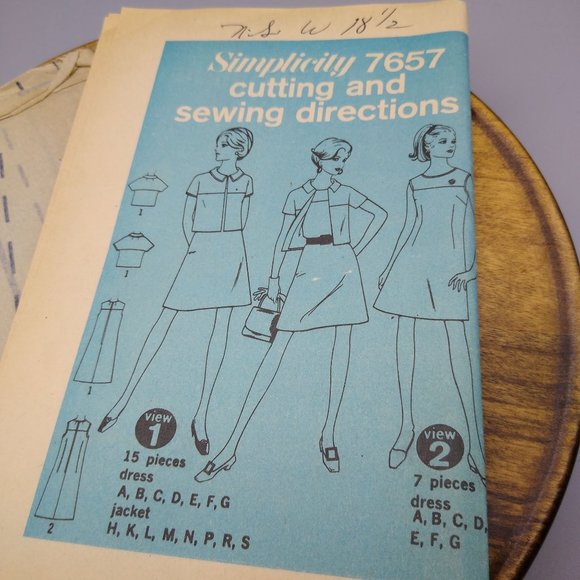 UNCUT Vintage Sewing PATTERN Simplicity 7657, Misses 1968 Dress and Jacket - Picture 2 of 6